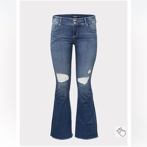 TORRID FLIP FLOP FLARE PREMIUM STRETCH MID-RISE JEAN SIZE 10R